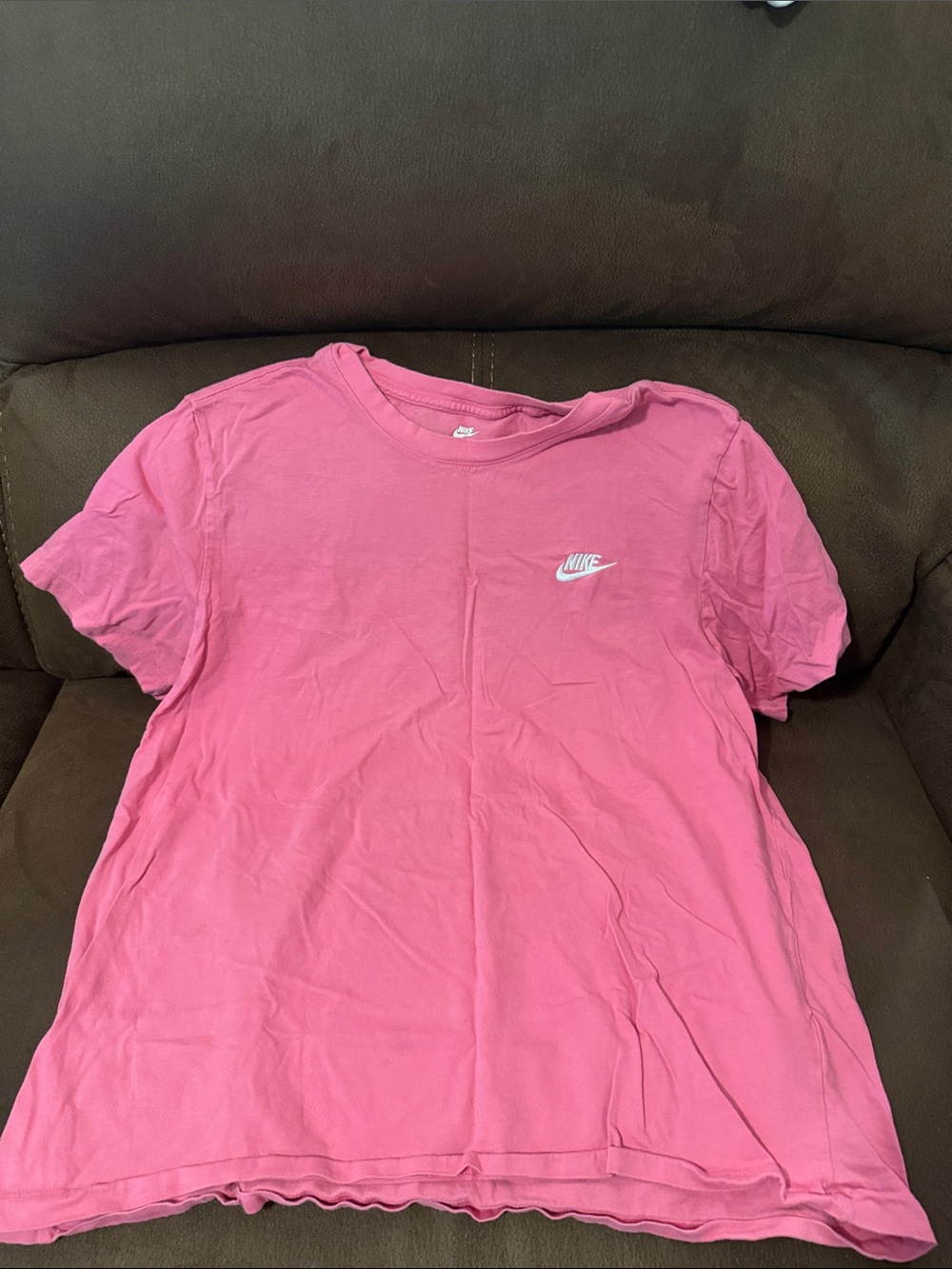 Nike Pink Short-Sleeve Crewneck Tee with White Swoosh